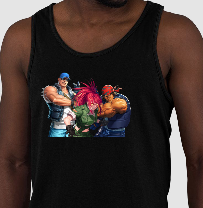 Camiseta regata Clark, Leona e Ralf - KOF