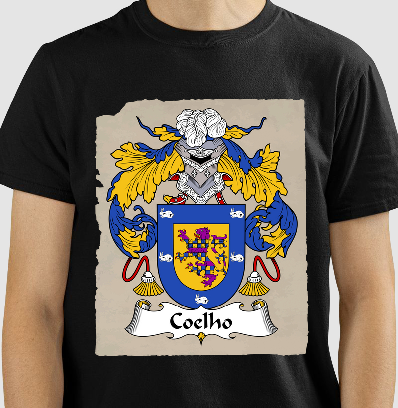 Camiseta Brasão Família Coelho Sobrenomes Símbolos
