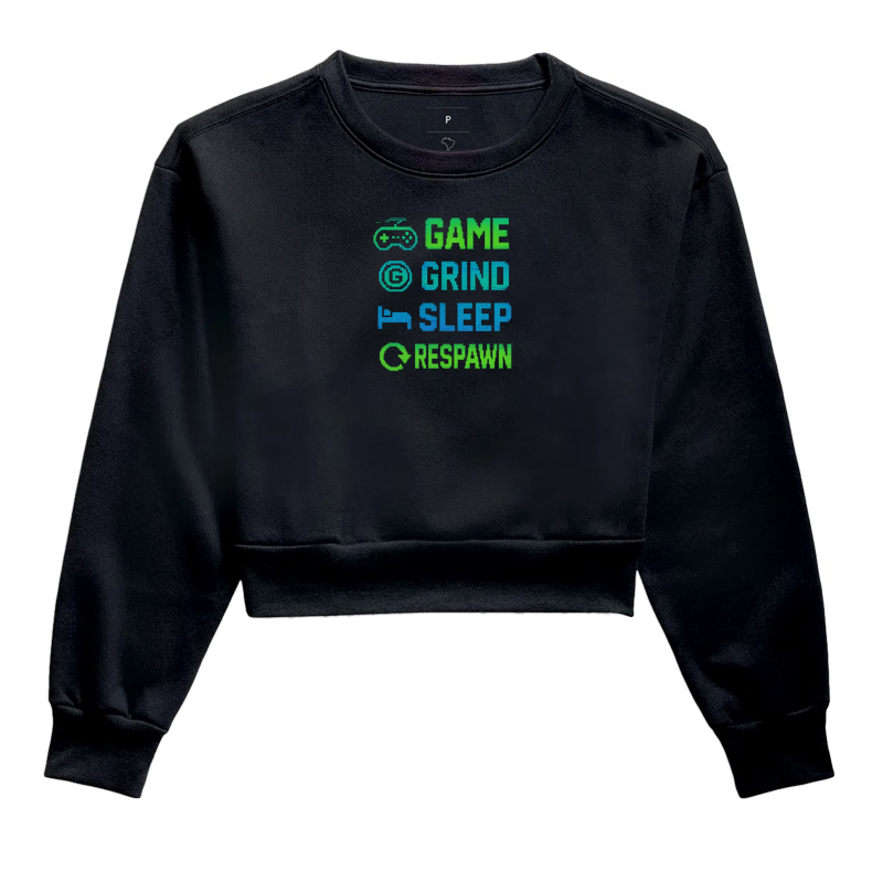 Camiseta Gamer Pixel "GAME GRIND SLEEP RESPAWN"