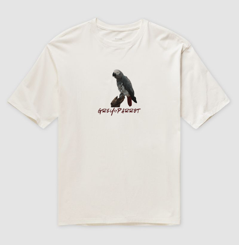 Camiseta Oversized - Grey Parrot