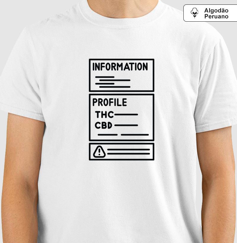 Camiseta Algodão Peruano Strain Info Label