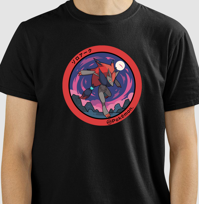 Algodão Premium “Zoroark” – Selo Pokémon (Pokéfuta) Luar Vermelho (PP ao 4G)