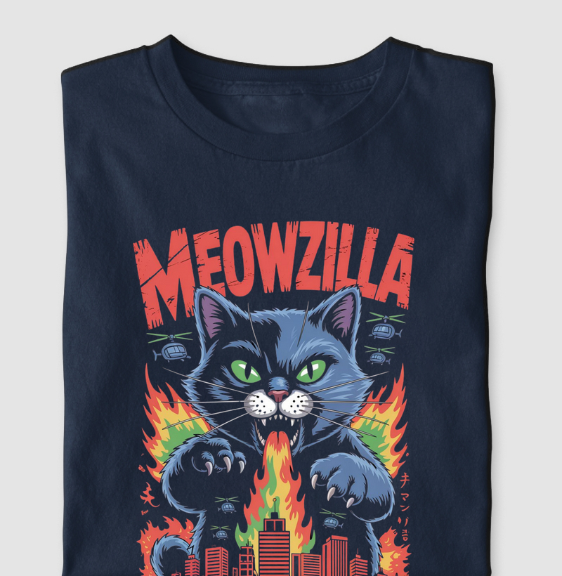 Camiseta "Meowzilla" - O Terror Felino | Chigos