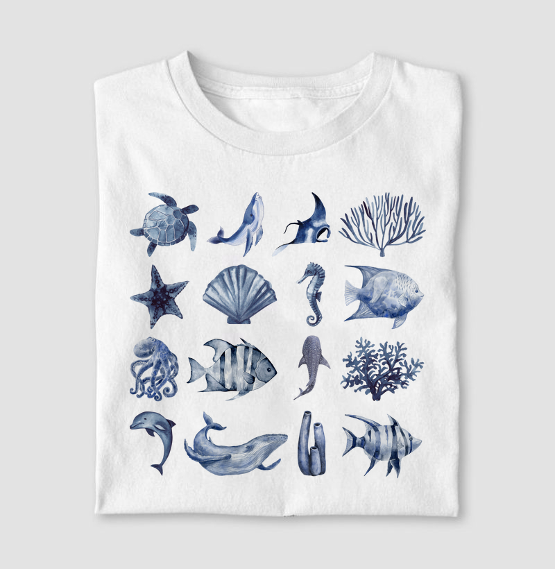 Criaturas do Oceano 100% algodão