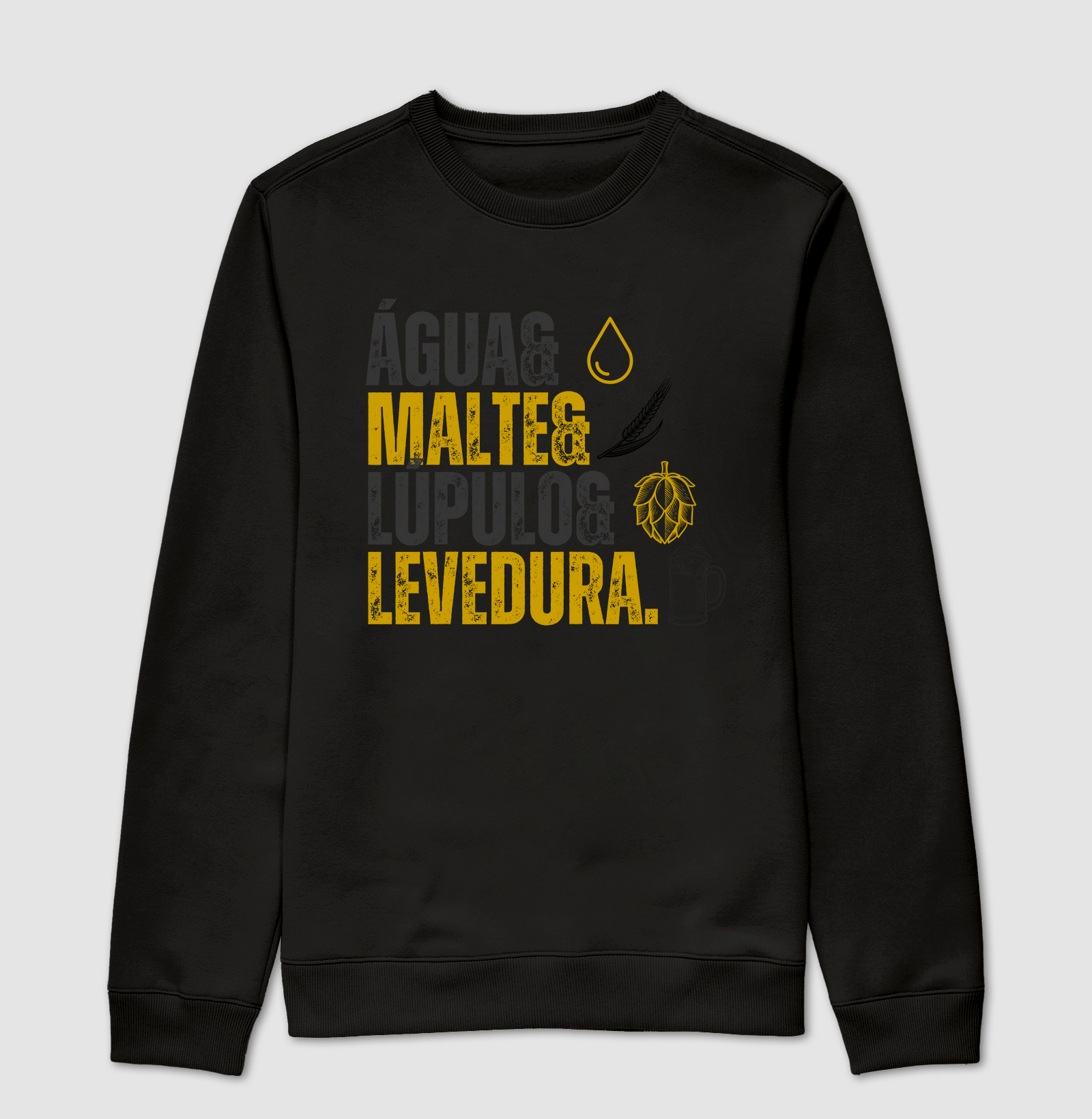 Estampa Água, Malte, Lúpulo, Levedura - A Essência da Cerveja em Quatro Elementos