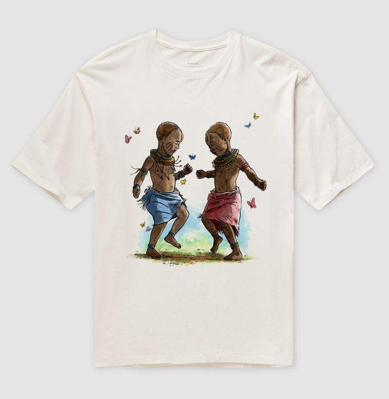 Camiseta Oversize Ibeji A Alegria e a Proteção de Dois Orixás em Um Só Design
