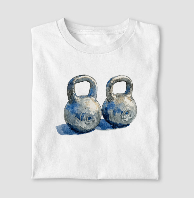 dois kettlebells em aquarela