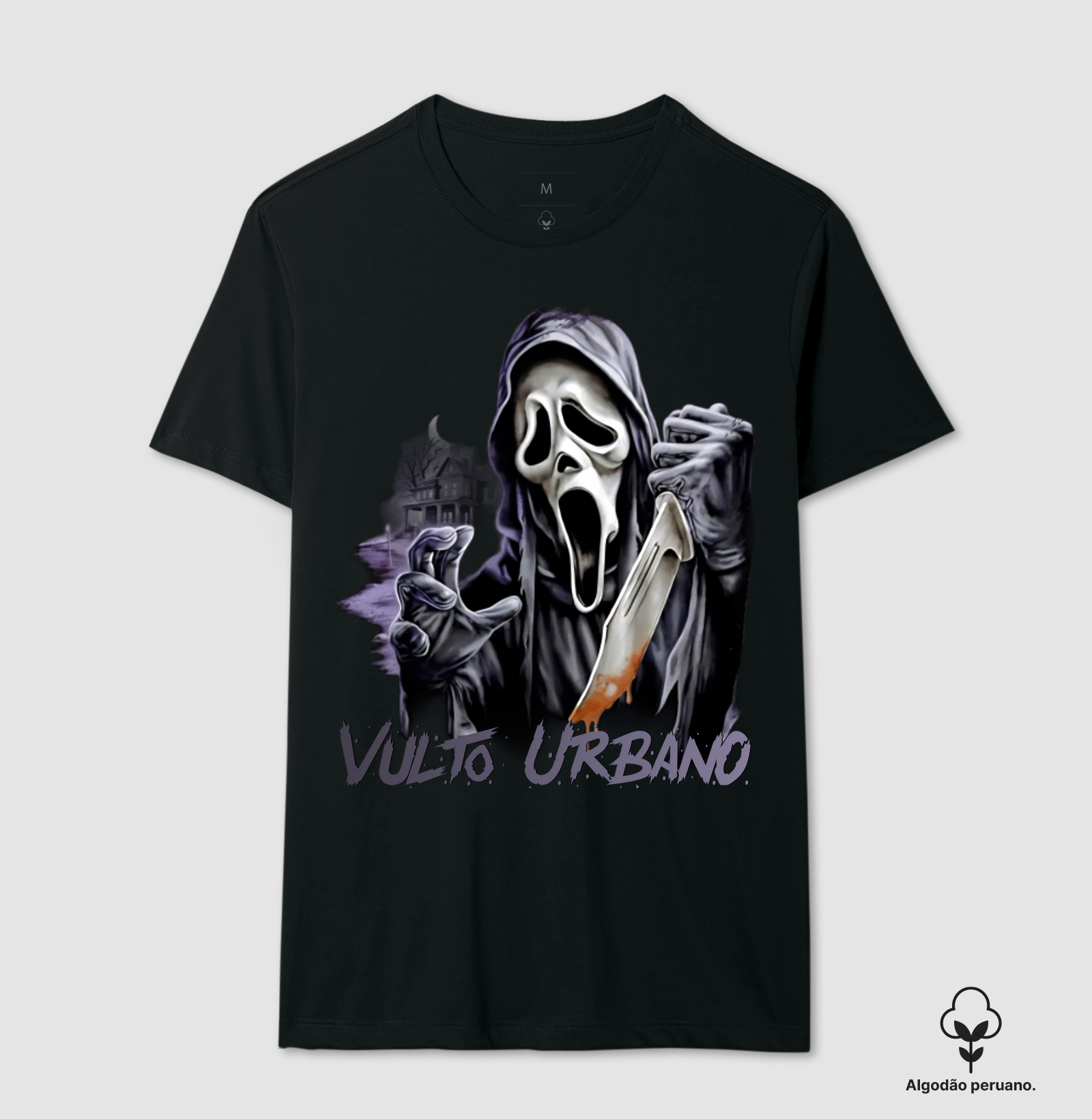 Camiseta de Terror Caveira da Sombra Vulto Urbano