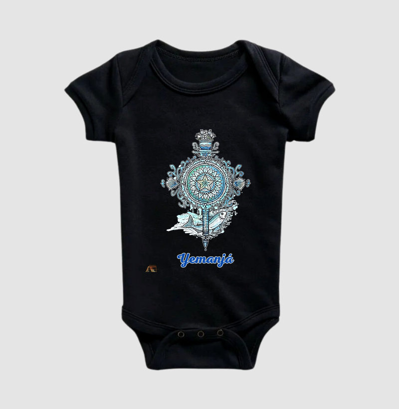 Camiseta Aruanda ê Abebê de Yemanjá Estilo em 100% Algodão