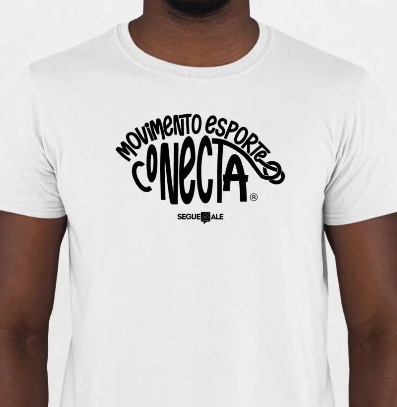 Camiseta adulto | Estampa oficial do Movimento Esporte Conecta, idealizado por Alê Dias.