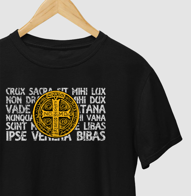 Medalha de São Bento e a Oração cor Amarelo