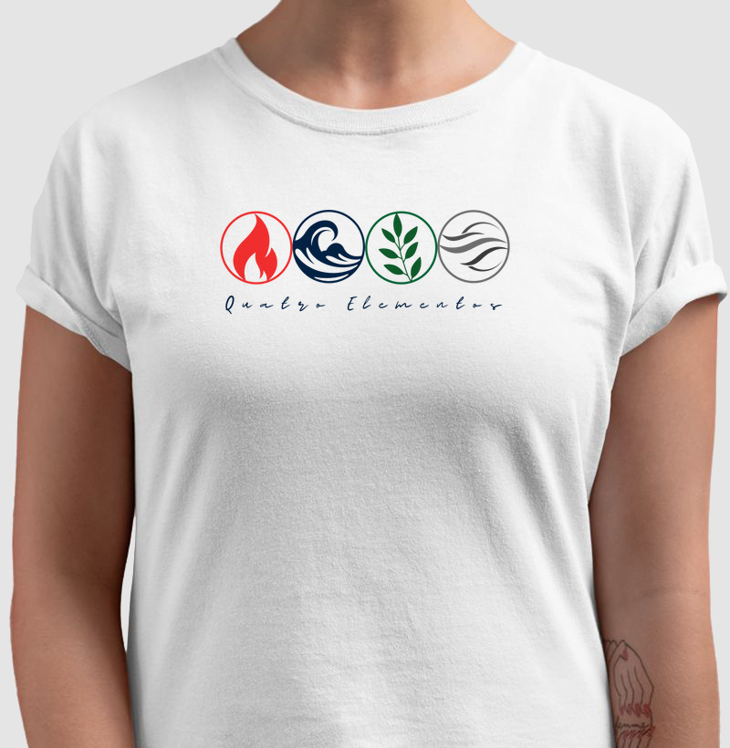 Camiseta 4 Elementos da Natureza Circ. Branca Feminina