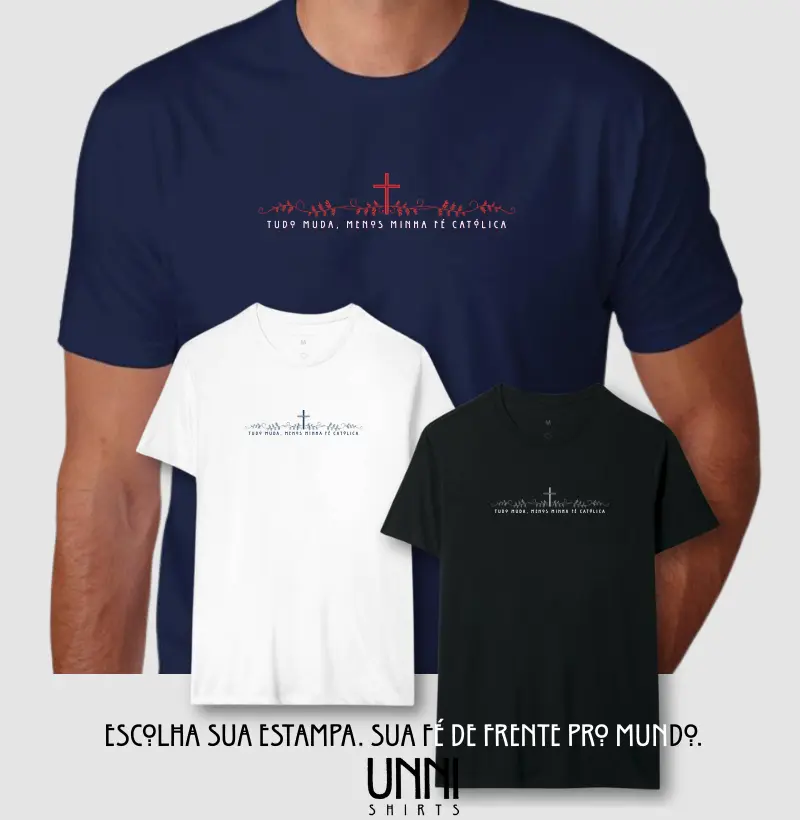 Estampa Fé Católica Azul Mar. Masc.