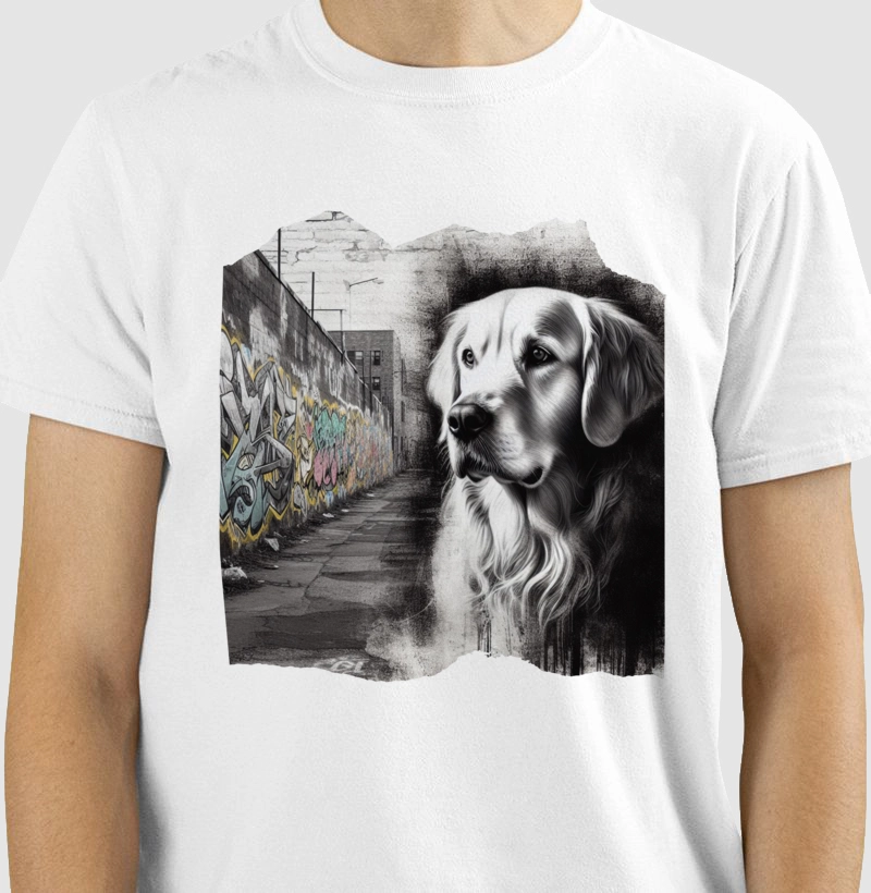 Camiseta Golden Retriever Arte grafite!