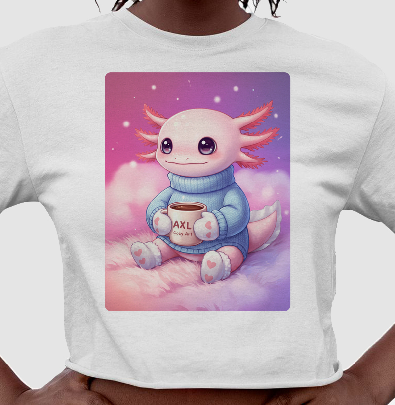 Cropped  - AXL, Axolote Kawaii tomando chocolate quente (02)