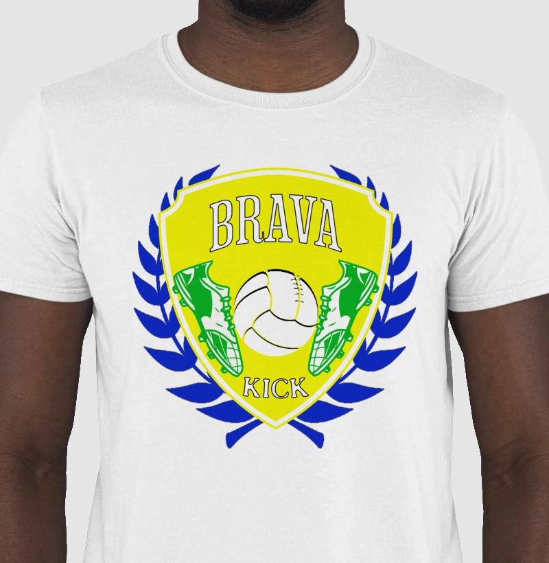 Camiseta Brasão Brava Kick Verde, Amarelo e Azul