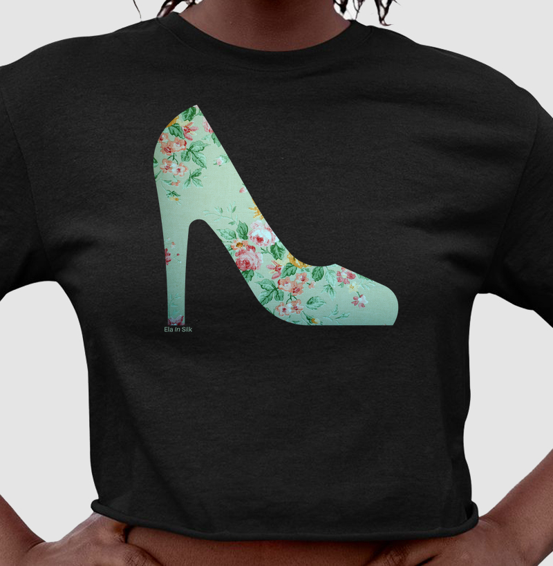 Scarpin floral verde