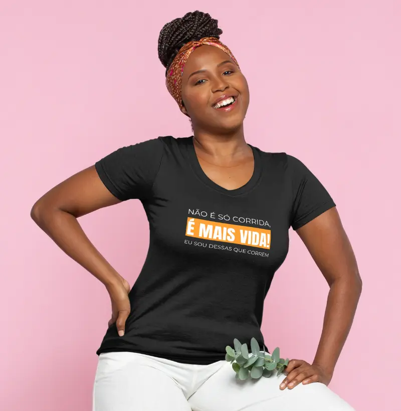 Camisa Feminina Preta Não É Só Corrida, É Mais Vida! Camisa 100% Algodão