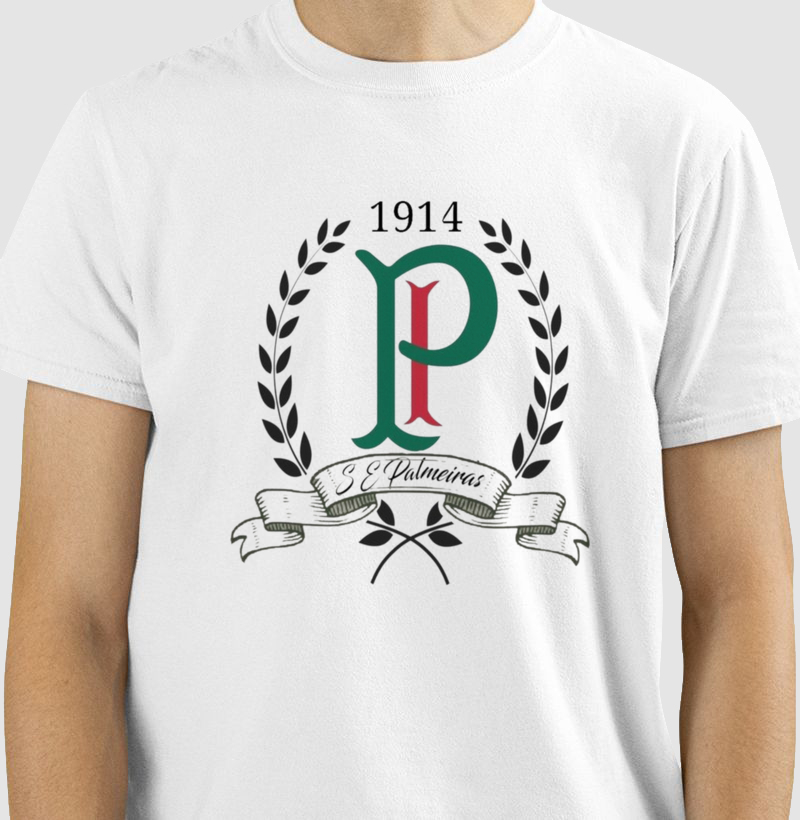 Camisa 100% algodão, palmeiras 1914 