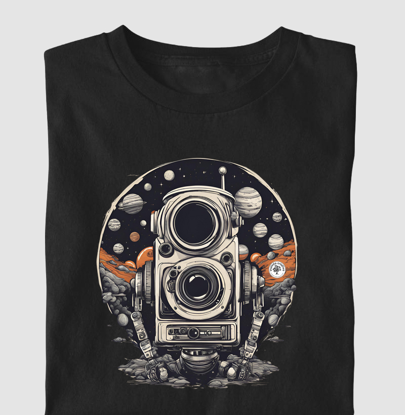 Camisetas / Imagens Criativas / Câmera Retrô Espacial
