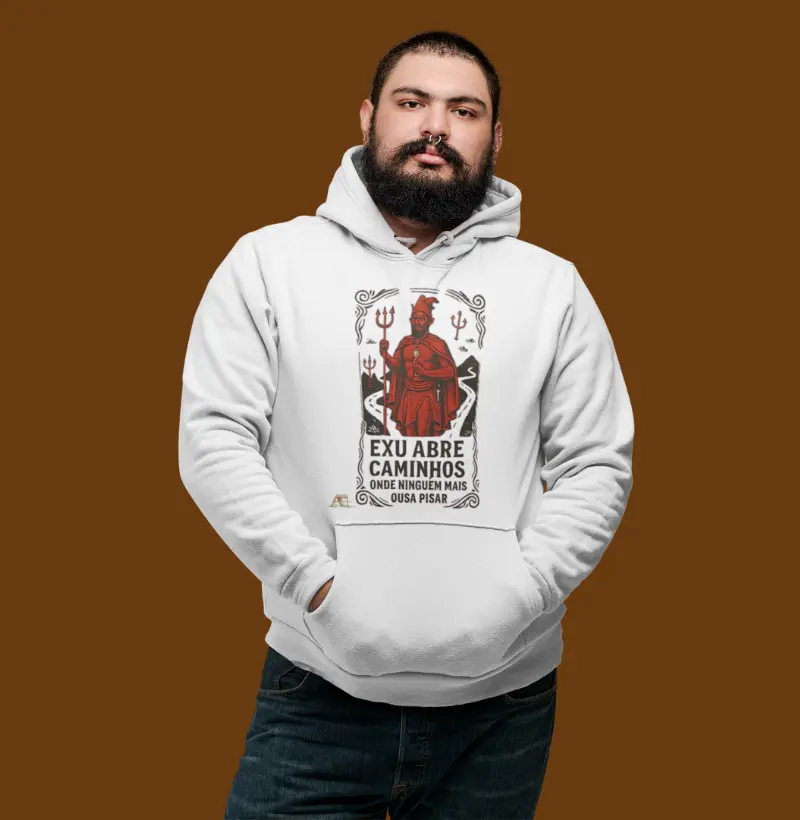 Moletom Aruanda ê Exu Abre Caminhos exclusiva 100% Algodão