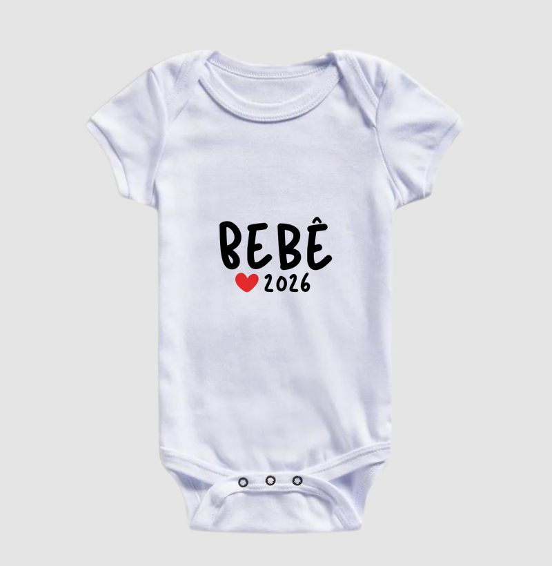 Bebê 2026 - coração vermelho - minimalista (body bebê)