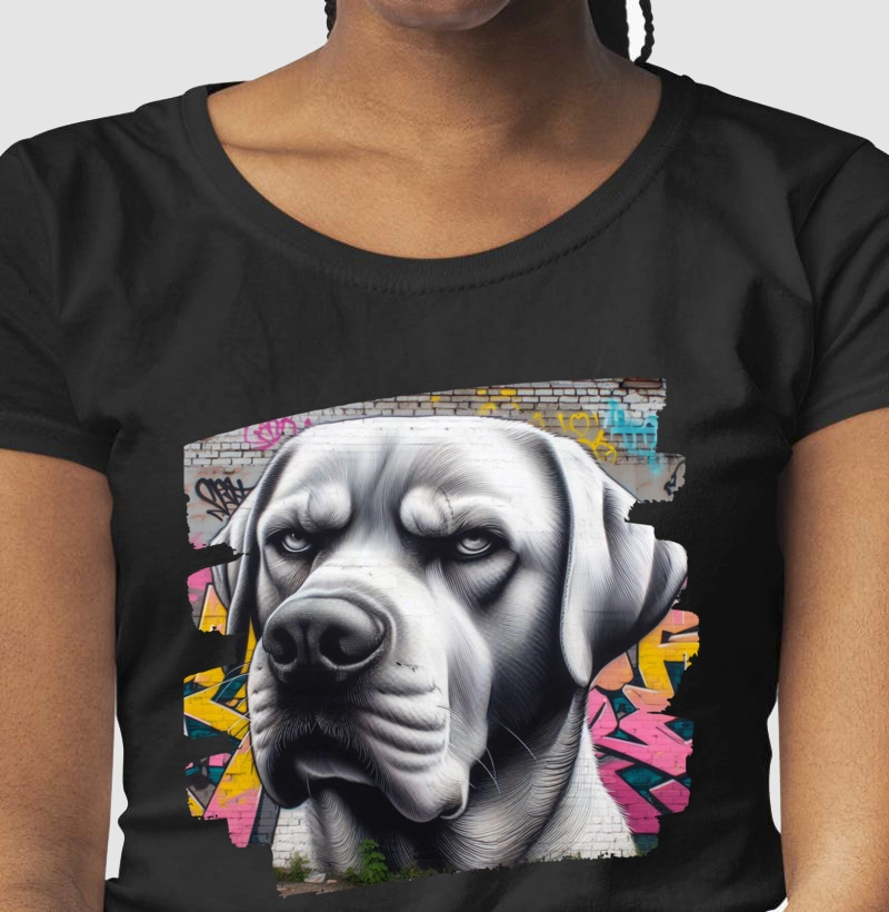 Camiseta Labrador Retriever Grafite e arte de Rua na Parede!