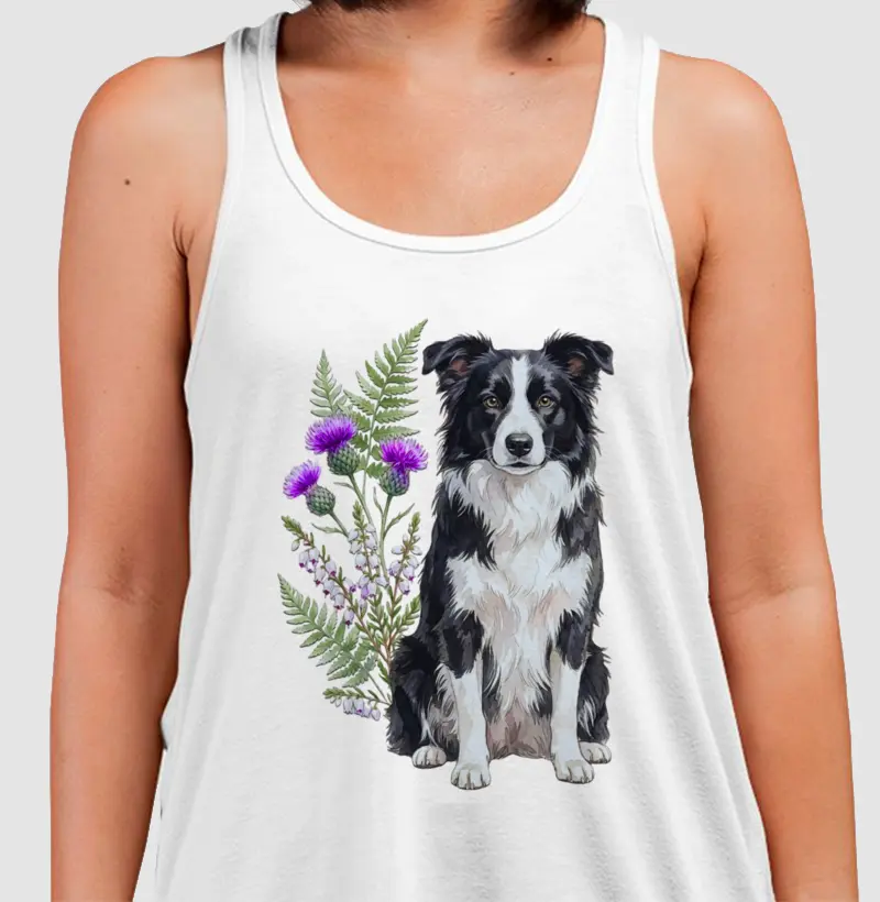 Border Collie Floral Equilíbrio