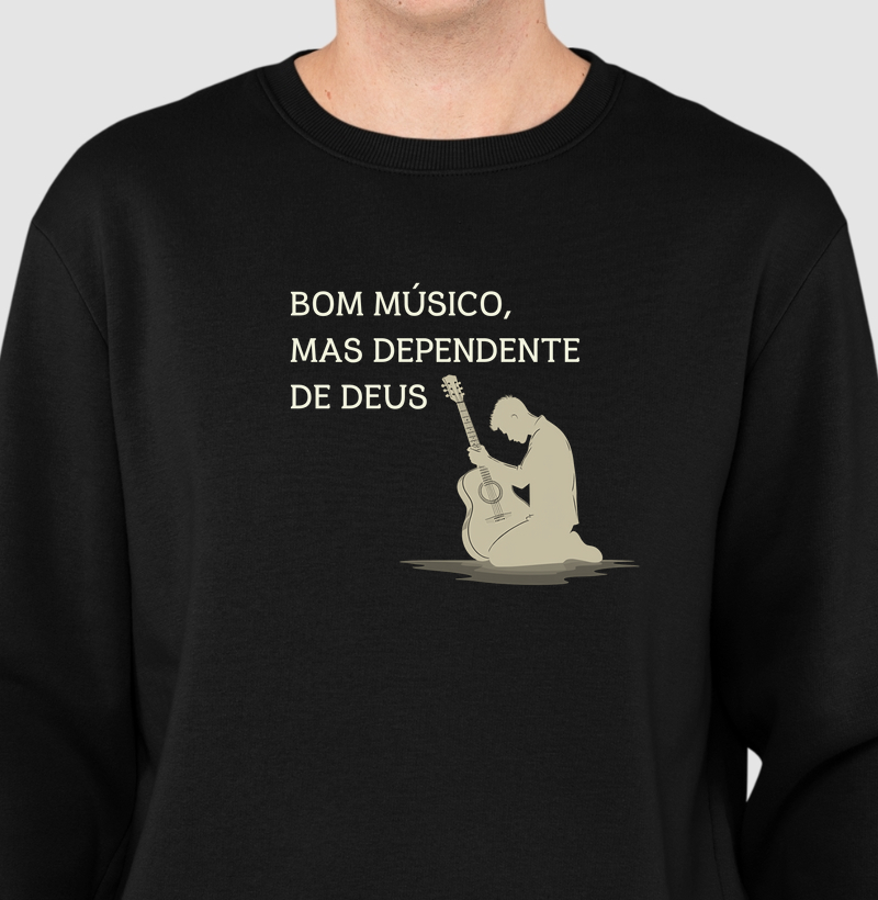 Camisa "Bom músico, mas dependente de Deus"