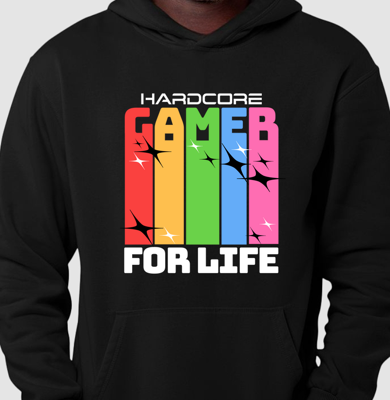 Moletom Slim com Bolso Hardcore Gamer For Life