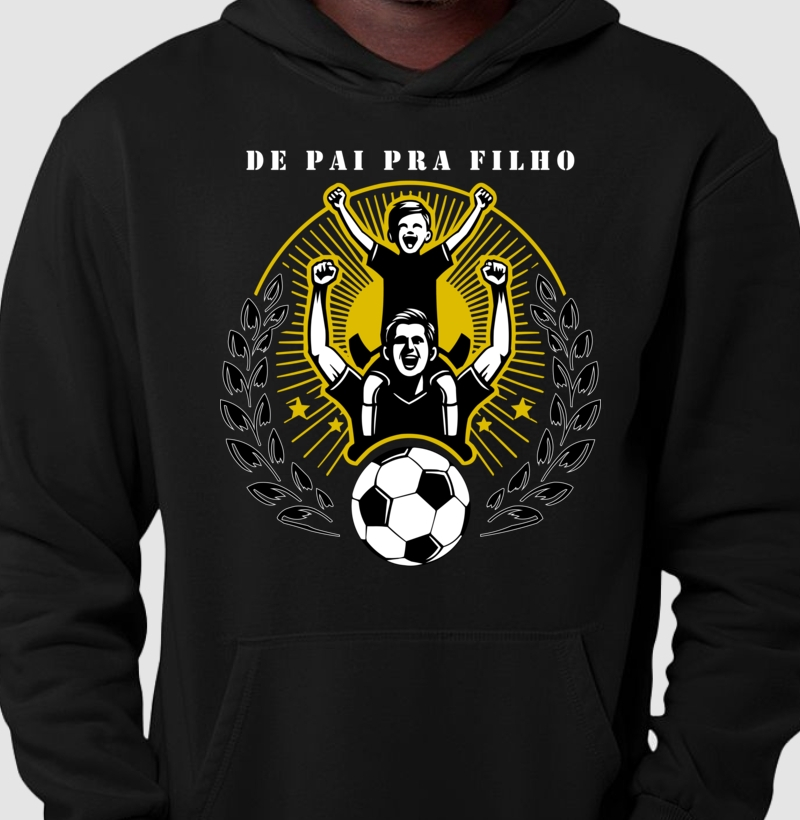 Hoodie Moletom De Pai Pra Filho - Amarelo, Preto e Branco