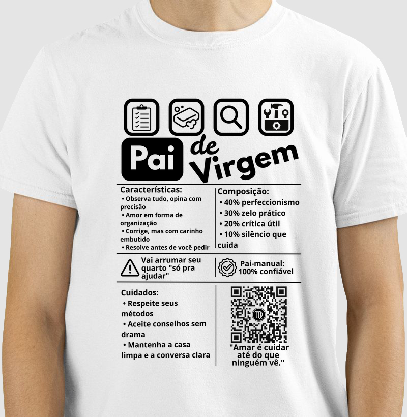 Camiseta Pai de Virgem – Amor que Corrige e Cuida