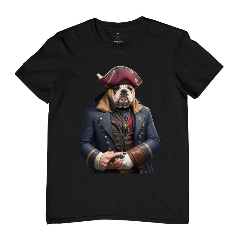Camiseta Bulldogue Inglês pirata azul