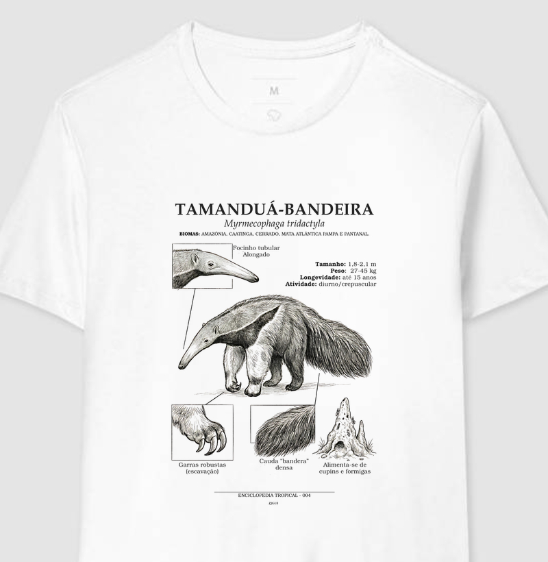 Camiseta Tamanduá-Bandeira Vintage | Coleção Enciclopédia Tropical