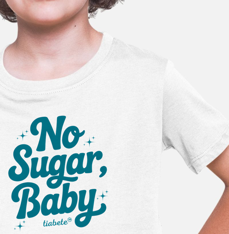 Camiseta Infantil 100% Algodão "No Sugar, Baby" - Tia Bete Veste
