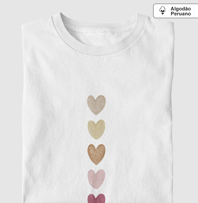 Camiseta Algodão Peruano Corações