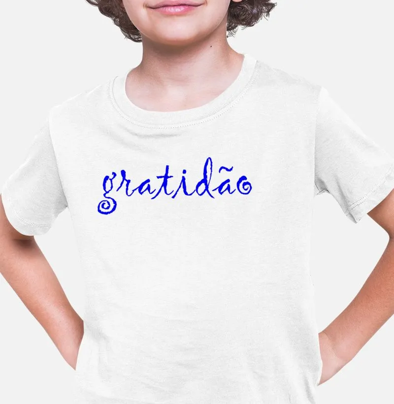 Camiseta Gratidão azul infantil qualidade Reserva