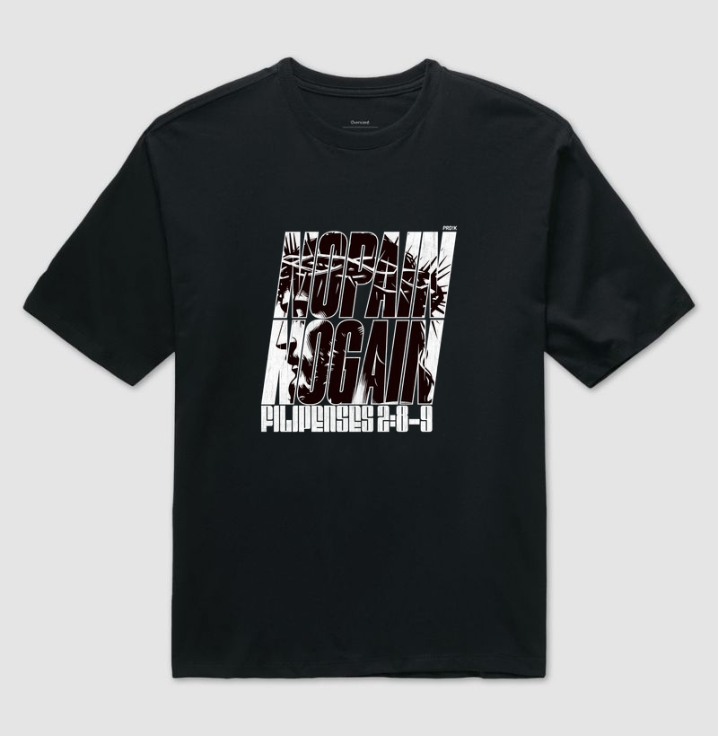 Camiseta Oversized com Estampa - No Pain No Gain