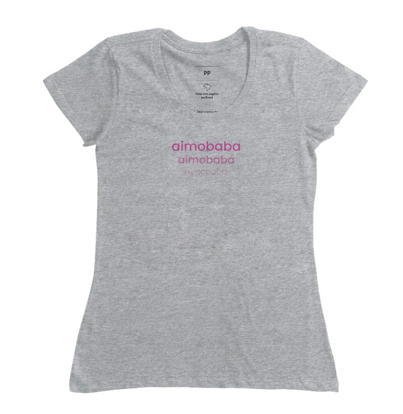 Camiseta Aimobaba 3 feminina cinza mescla