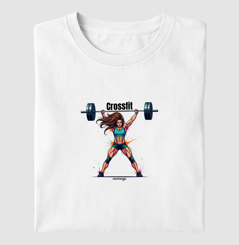 Camiseta CrossFit Feminina Ilustrada com Barra – Na Manga