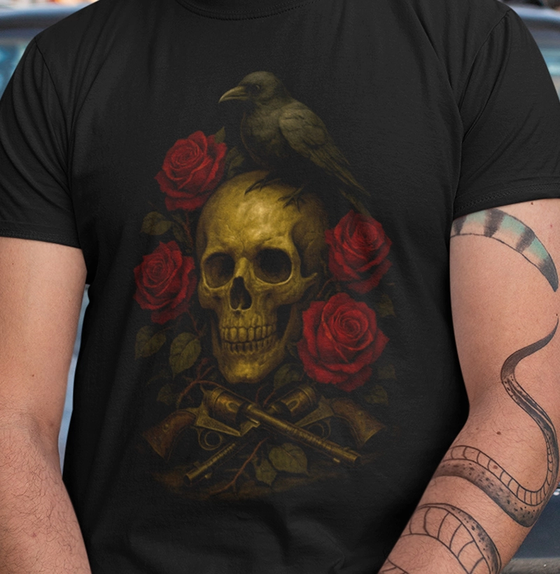 Roses, Guns and Skull