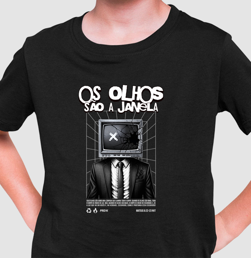 Camiseta Infantil com Estampa - Os Olhos São a Janela