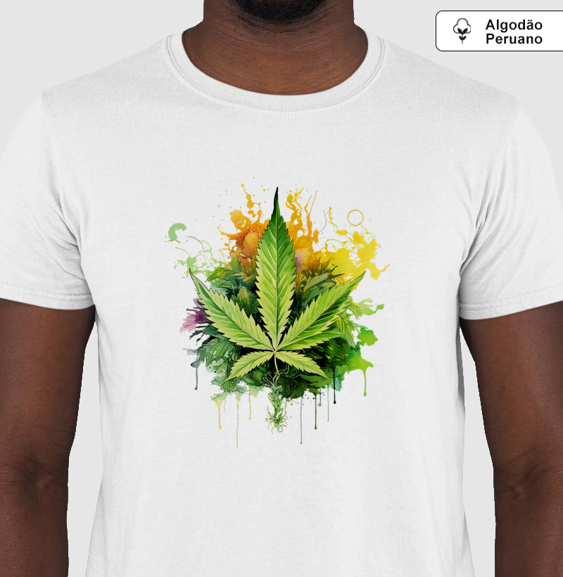 Camiseta Algodão Peruano Splash Leaf