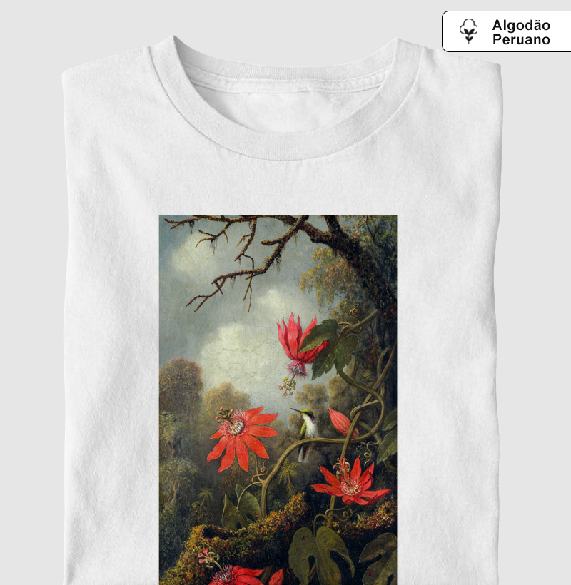 Hummingbird and Passionflowers