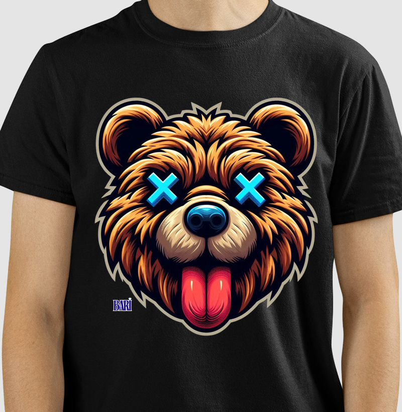 Camiseta com Estampa de Rosto de Urso