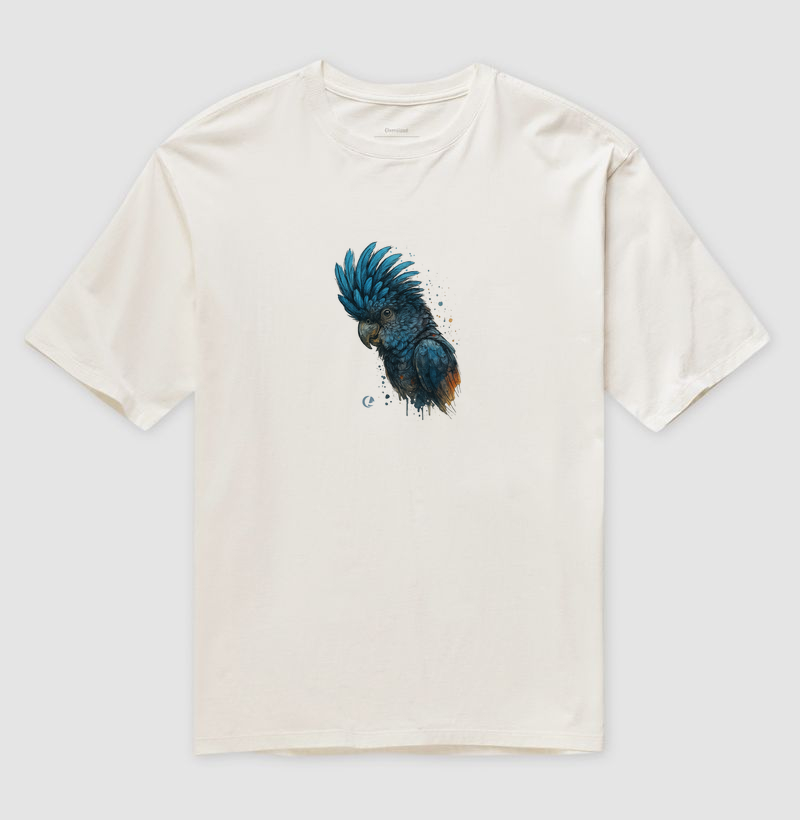 Camiseta Oversized - Arte Cacatua Red-Tail