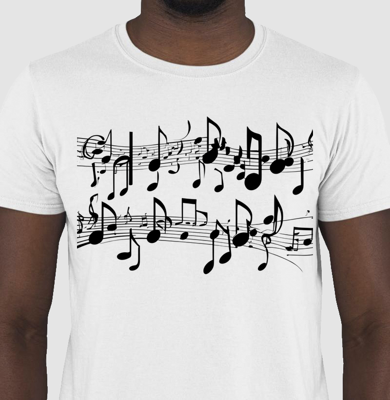 camiseta notas musicais