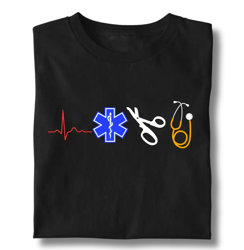 ECG, Estrela da Vida, Tesoura Tática e Estetoscópio