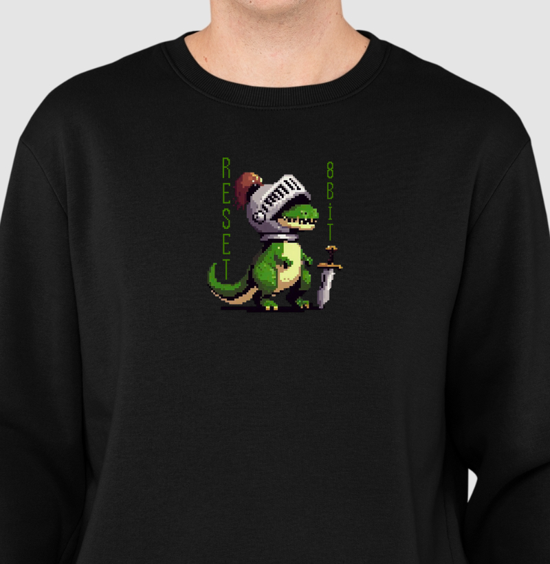 Suéter Moletom Dinossauro Cavaleiro Reset8Bit