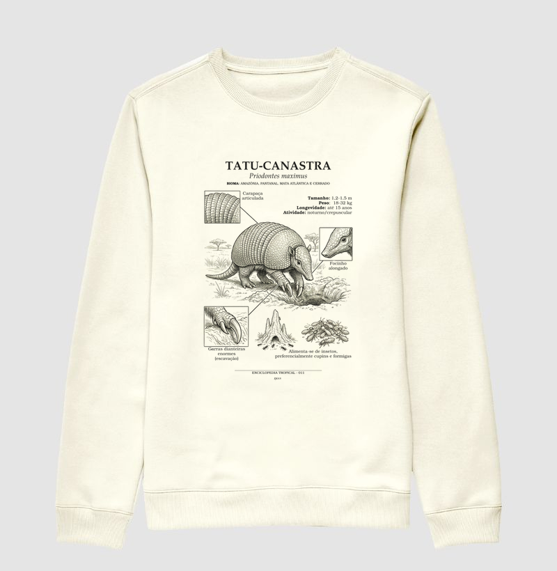 Suéter Moletom Tatu-Canastra Vintage | Coleção Enciclopédia Tropical